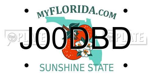 J00DBD Florida License Plate