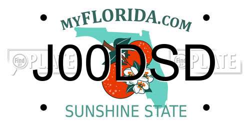 J00DSD Florida License Plate