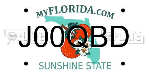 J00QBD Florida License Plate
