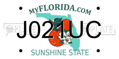 J021UC Florida License Plate