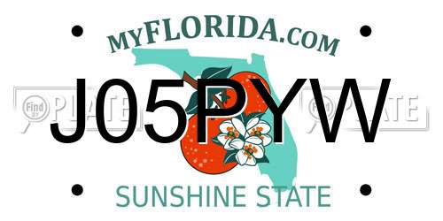 J05PYW Florida License Plate