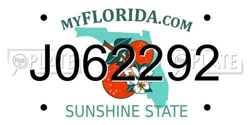 J062292 Florida License Plate