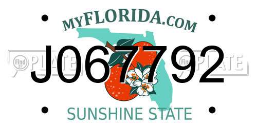 J067792 Florida License Plate