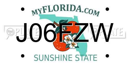 J06FZW Florida License Plate