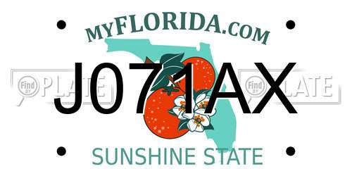 J071AX Florida License Plate