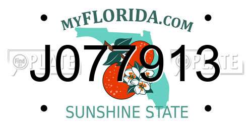 J077913 Florida License Plate
