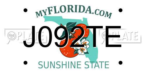 J092TE Florida License Plate