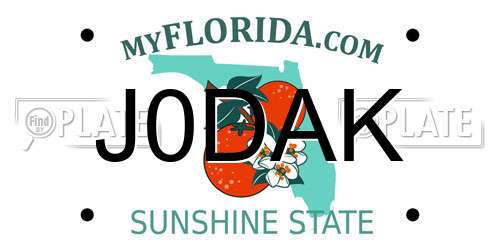 J0DAK Florida License Plate