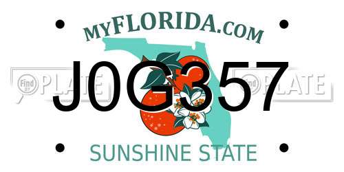 J0G357 Florida License Plate