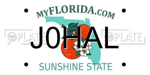 J0HAL Florida License Plate