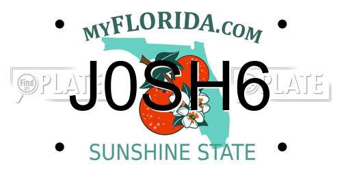 J0SH6 Florida License Plate