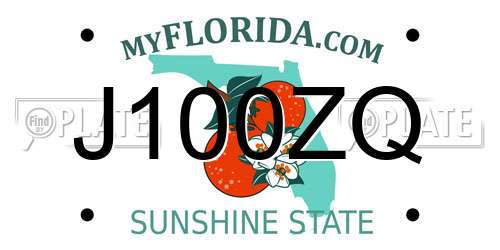 J100ZQ Florida License Plate