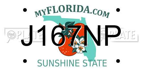 J167NP Florida License Plate