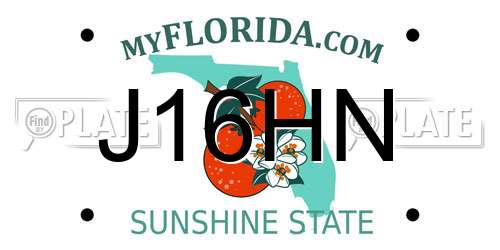 J16HN Florida License Plate