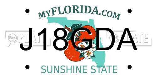 J18GDA Florida License Plate