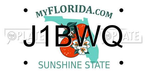 J1BWQ Florida License Plate
