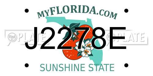 J2278E Florida License Plate