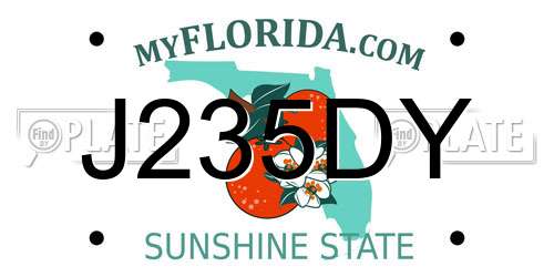 J235DY Florida License Plate
