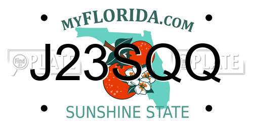J23SQQ Florida License Plate