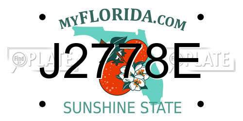 J2778E Florida License Plate
