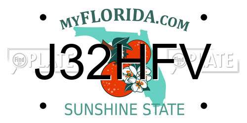 J32HFV Florida License Plate