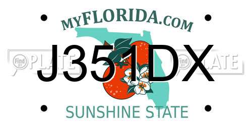J351DX Florida License Plate