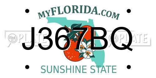 J367BQ Florida License Plate