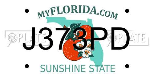 J373PD Florida License Plate