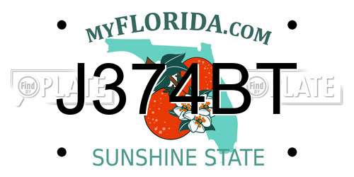 J374BT Florida License Plate