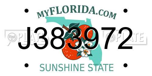 J383972 Florida License Plate