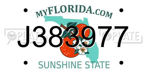 J383977 Florida License Plate