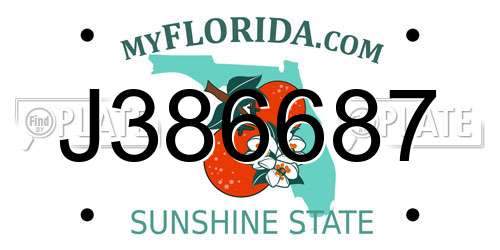 J386687 Florida License Plate