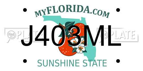 J403ML Florida License Plate