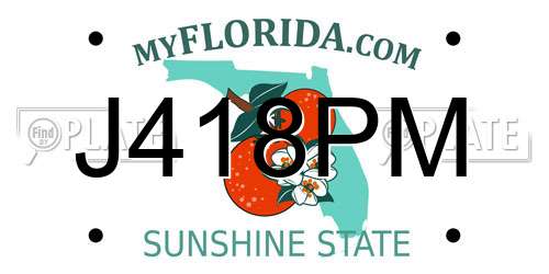 J418PM Florida License Plate