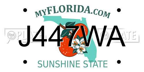 J447WA Florida License Plate