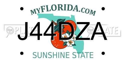 J44DZA Florida License Plate