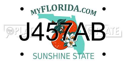 J457AB Florida License Plate