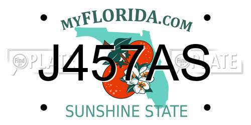 J457AS Florida License Plate