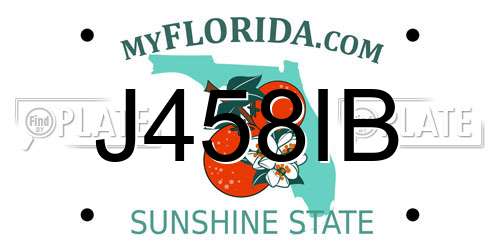 J458IB Florida License Plate