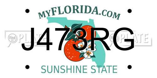 J473RG Florida License Plate