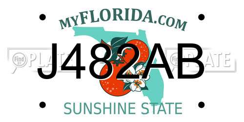 J482AB Florida License Plate