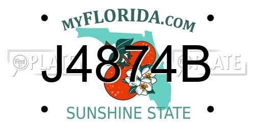 J4874B Florida License Plate