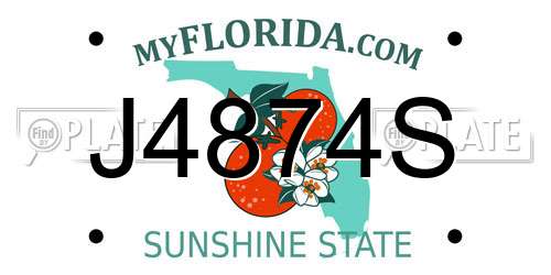 J4874S Florida License Plate