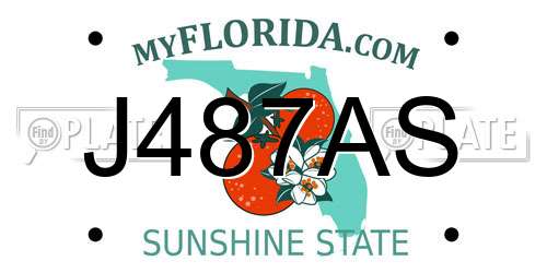 J487AS Florida License Plate
