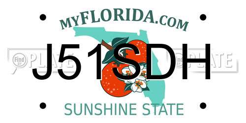 J51SDH Florida License Plate