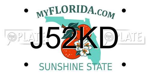 J52KD Florida License Plate