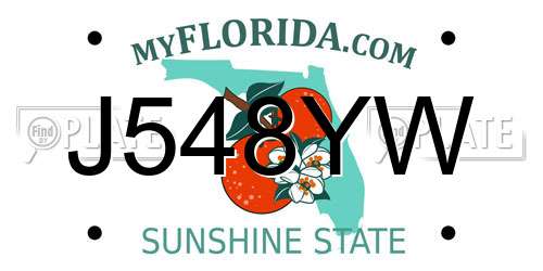 J548YW Florida License Plate