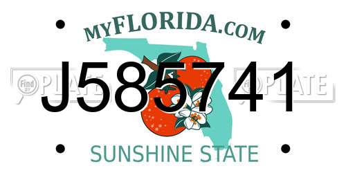 J585741 Florida License Plate