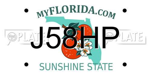 J58HP Florida License Plate