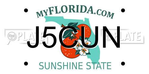 J5CUN Florida License Plate